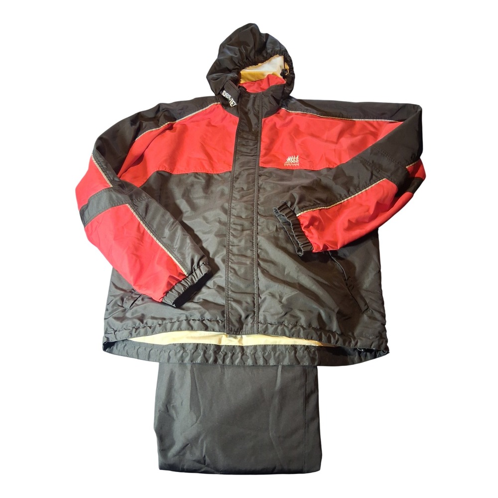 Frank Shorter Sports Gore-Tex Track Suit Red Black Hooded Jacket Pants Set L